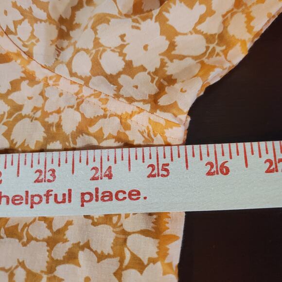 Vtg Denim & Co Sheer Floral Shell Button 3/4 Sleeve Top Plus Sz 1X Retro Orange - Picture 8 of 10